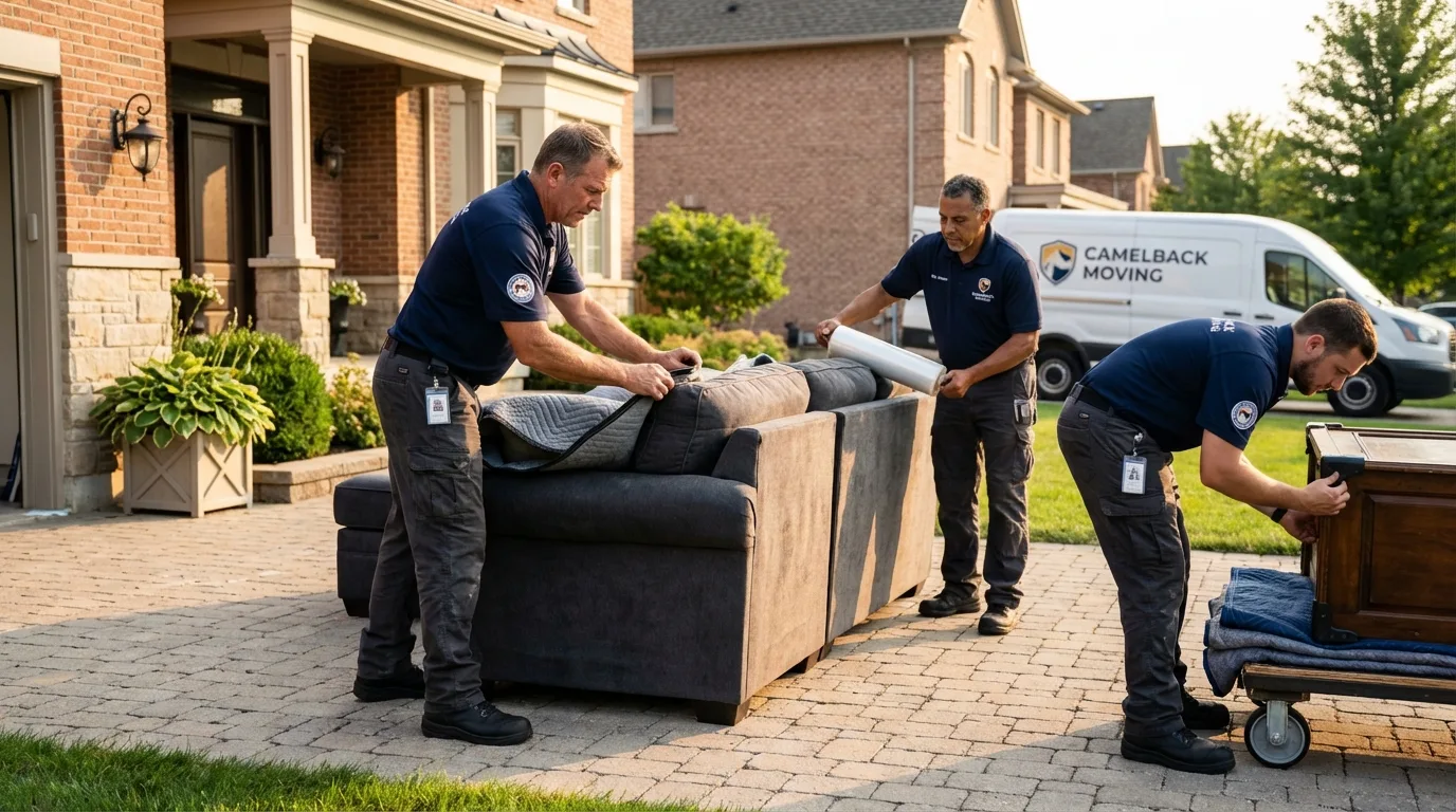Large estate moving crew wrapping furniture in Saint John, IN